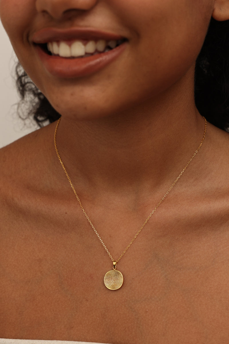 Asymmetrical Circle Fingerprint and Handwriting Necklace