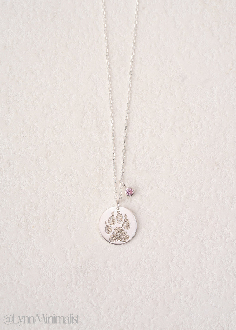 Custom Memorial Paw Print Necklace