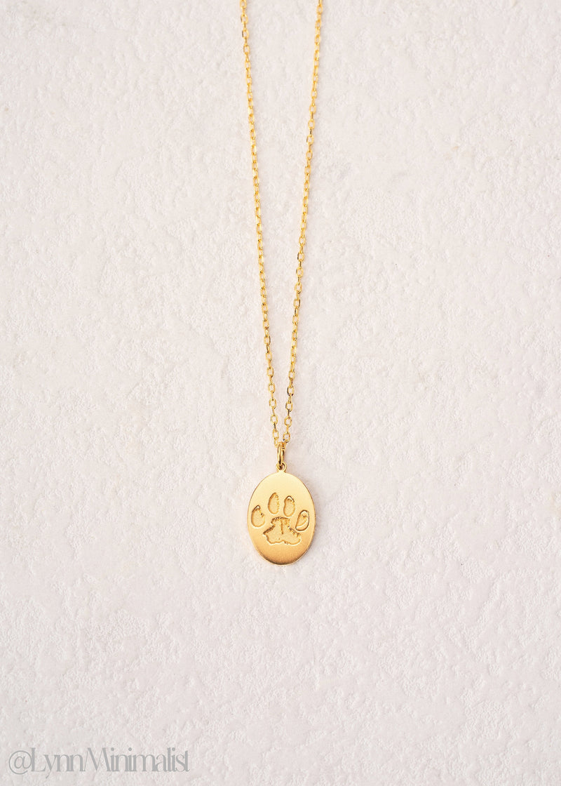 Custom Memorial Paw Print Necklace