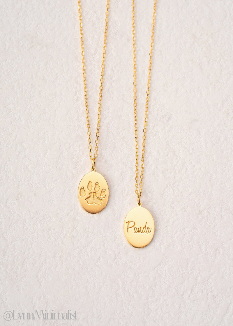 Custom Memorial Paw Print Necklace