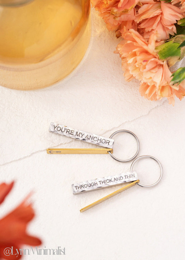 Engraved Through Thick and Thin Keychain