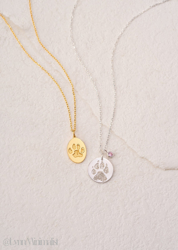 Custom Memorial Paw Print Necklace