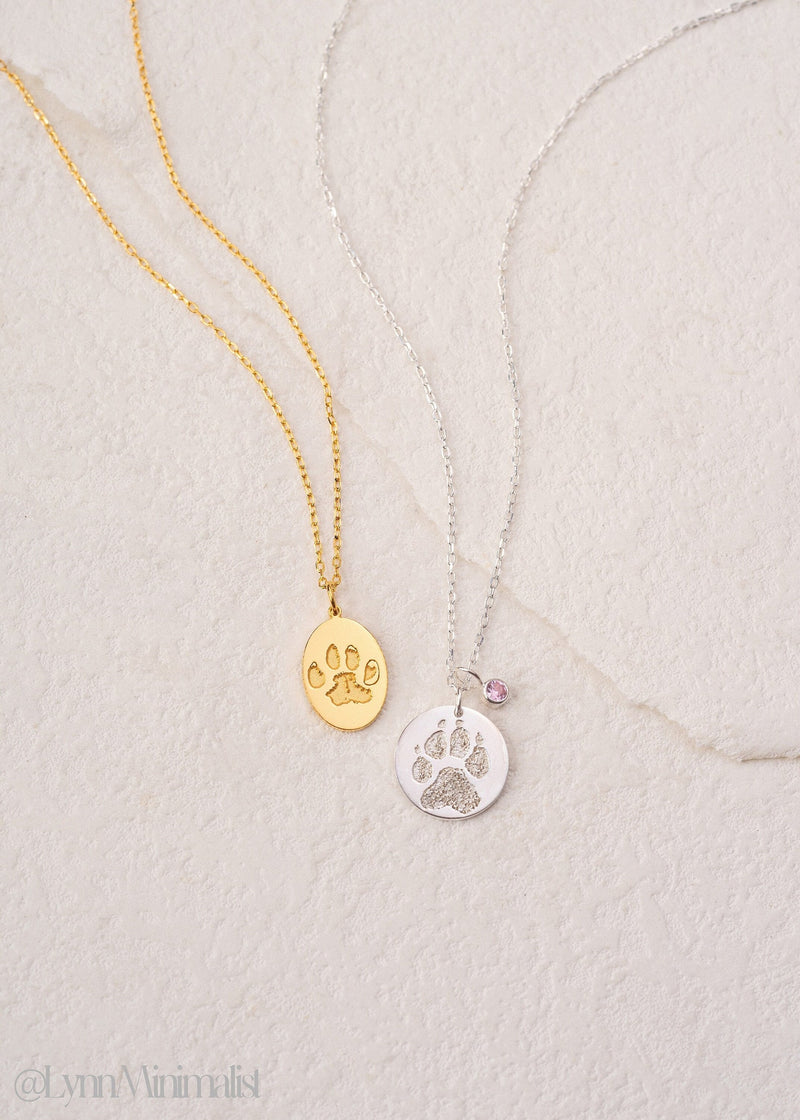 Custom Memorial Paw Print Necklace