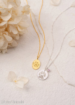 Custom Memorial Paw Print Necklace
