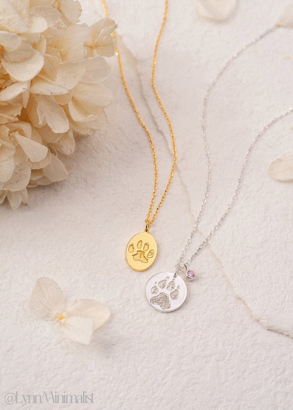 Custom Memorial Paw Print Necklace