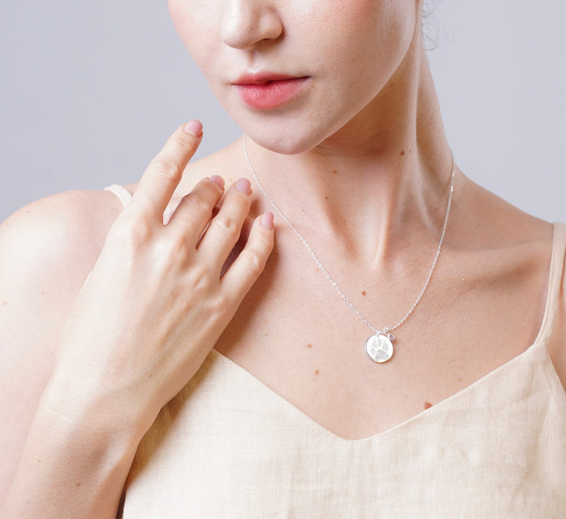 Custom Memorial Paw Print Necklace