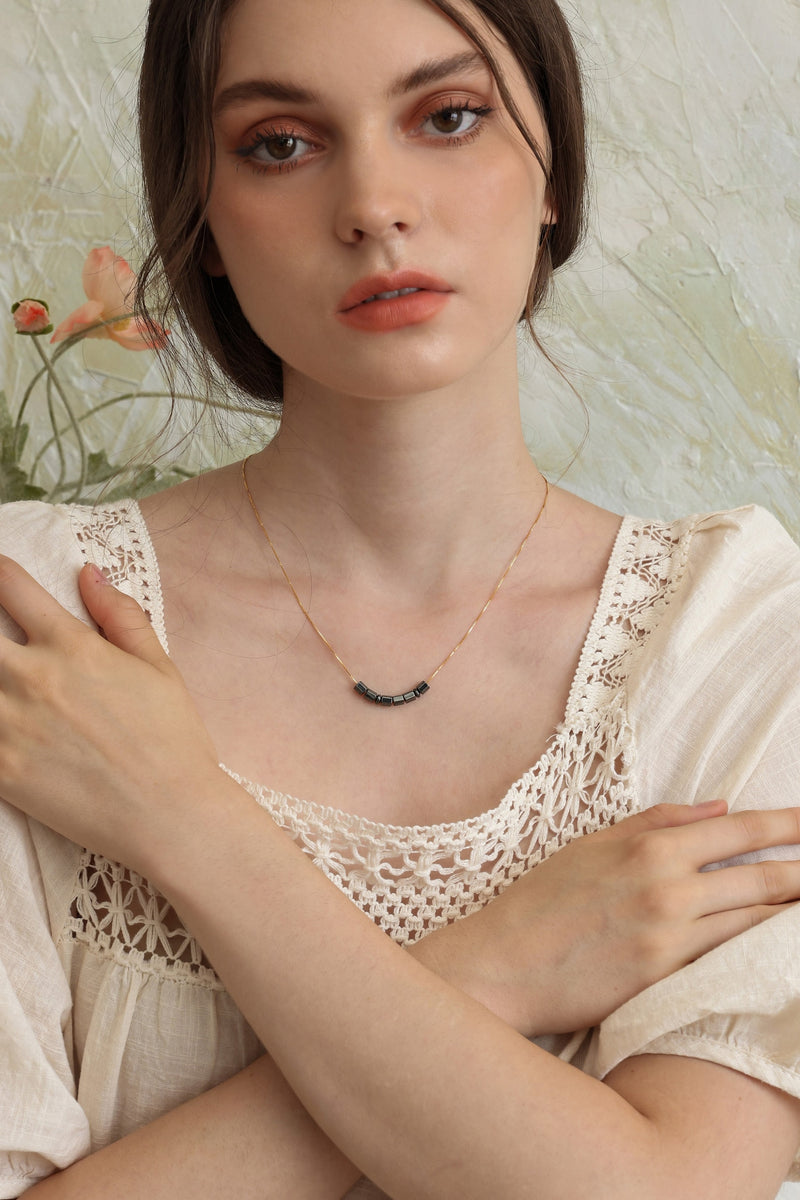 Custom Morse Code Necklace With Obsidian Stone