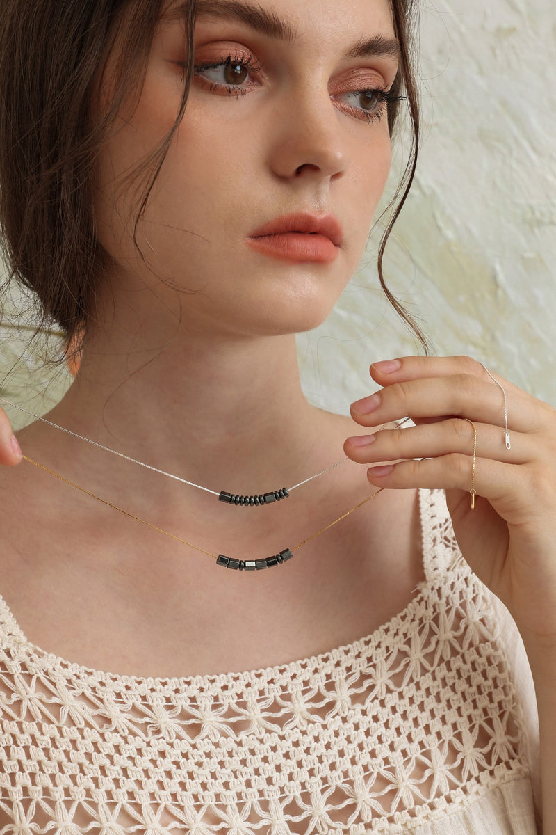 Custom Morse Code Necklace With Obsidian Stone