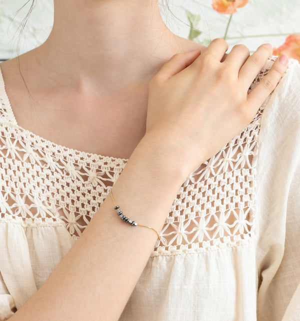 Personalized Morse Code Bracelet With Obsidian Stone