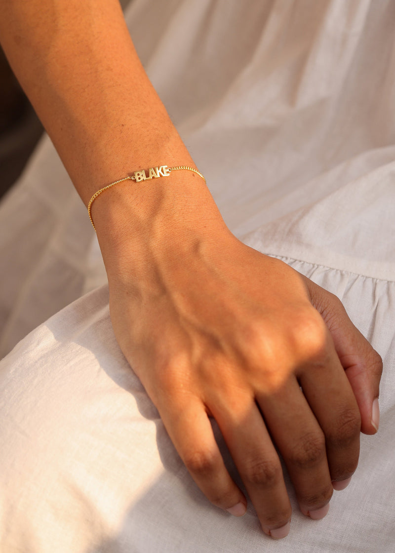 Custom Name Bracelet With Curb Chain