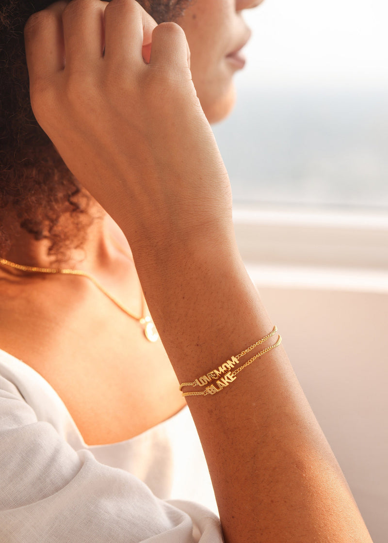 Custom Name Bracelet With Curb Chain