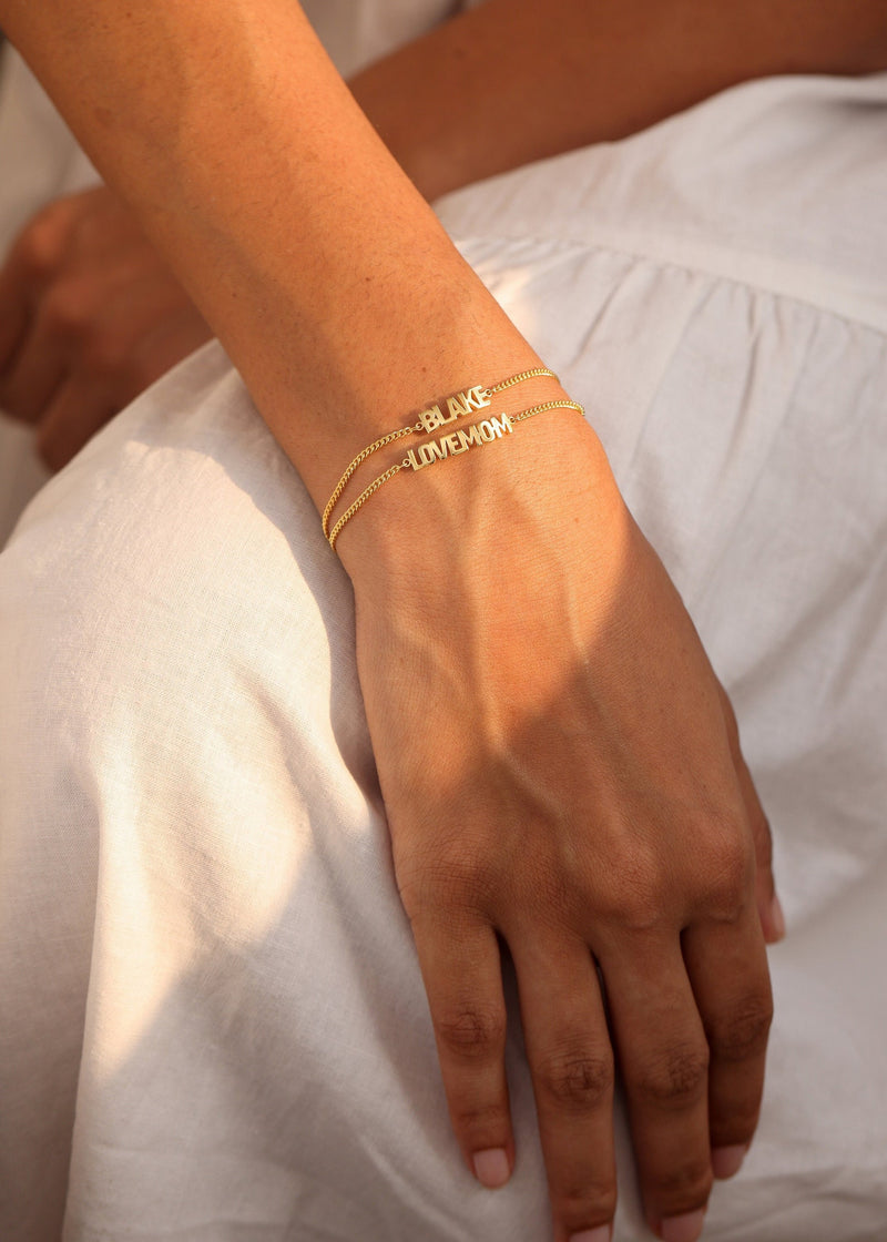Custom Name Bracelet With Curb Chain