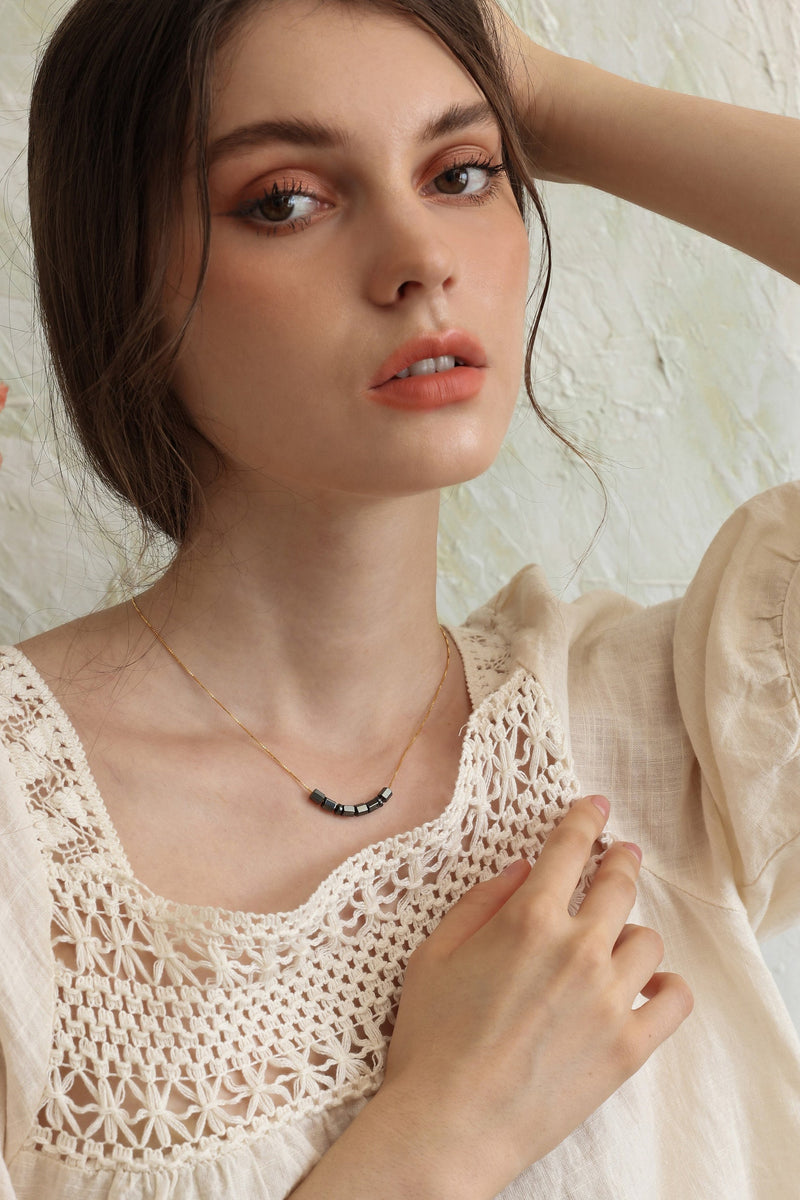 Custom Morse Code Necklace With Obsidian Stone