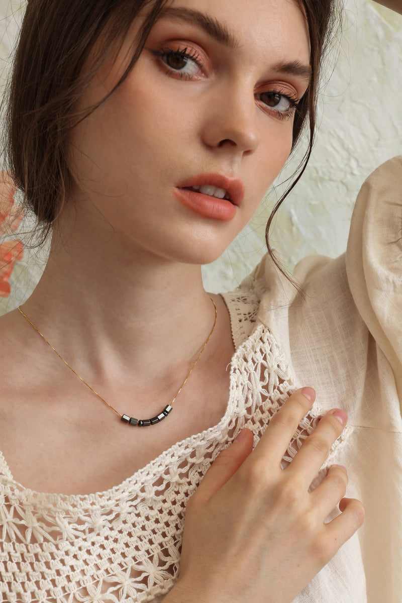 Custom Morse Code Necklace With Obsidian Stone
