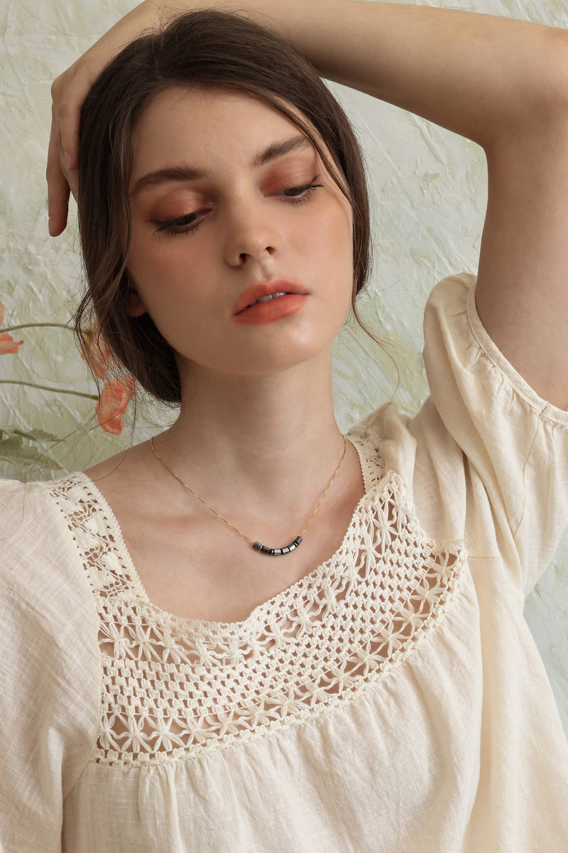 Custom Morse Code Necklace With Obsidian Stone