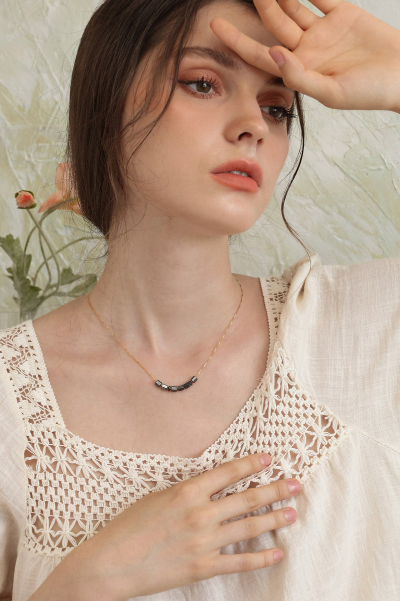 Custom Morse Code Necklace With Obsidian Stone