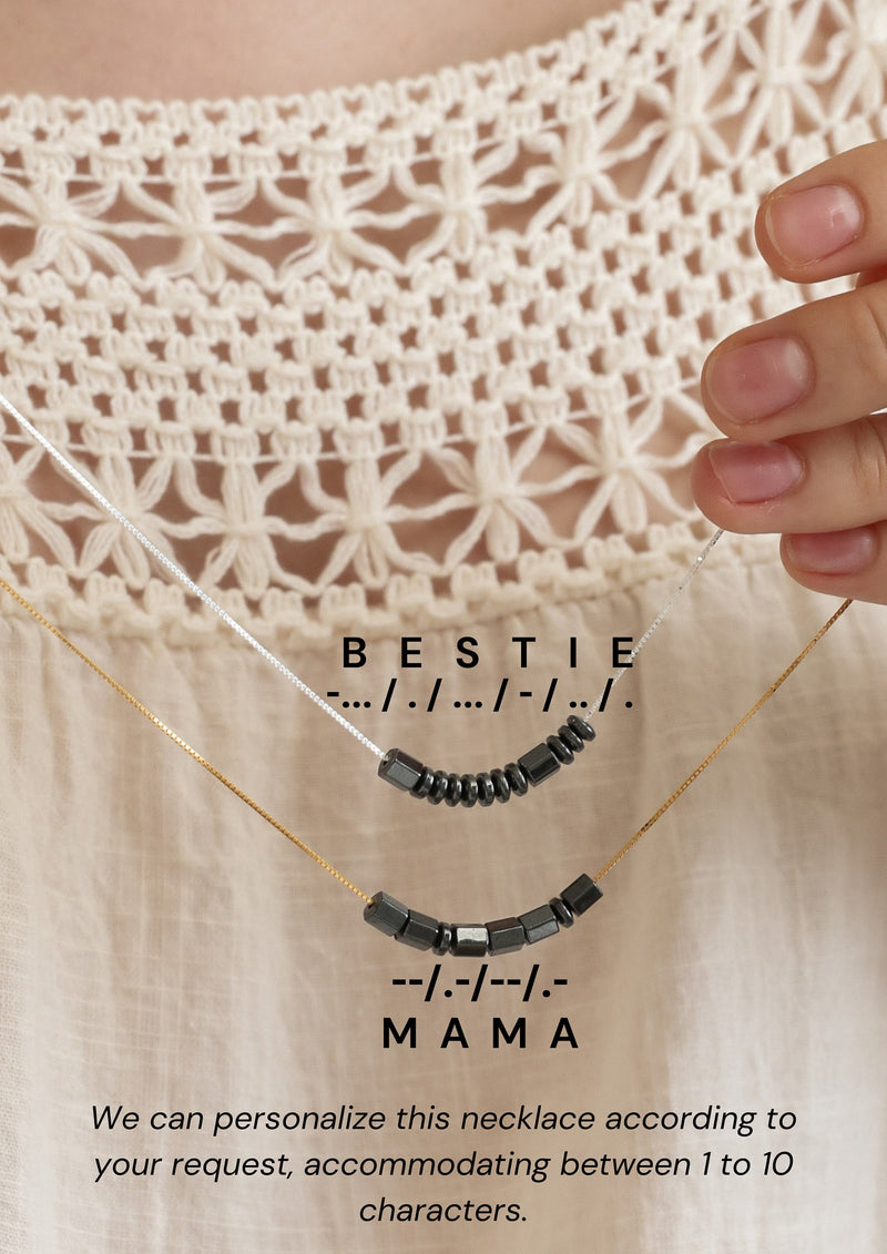 Custom Morse Code Necklace With Obsidian Stone
