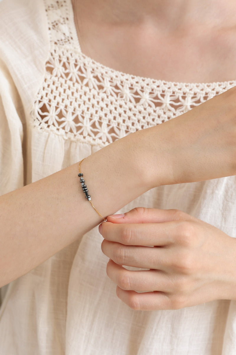 Personalized Morse Code Bracelet With Obsidian Stone