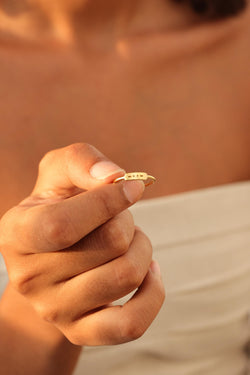 Custom Morse Code Curve Bar Ring