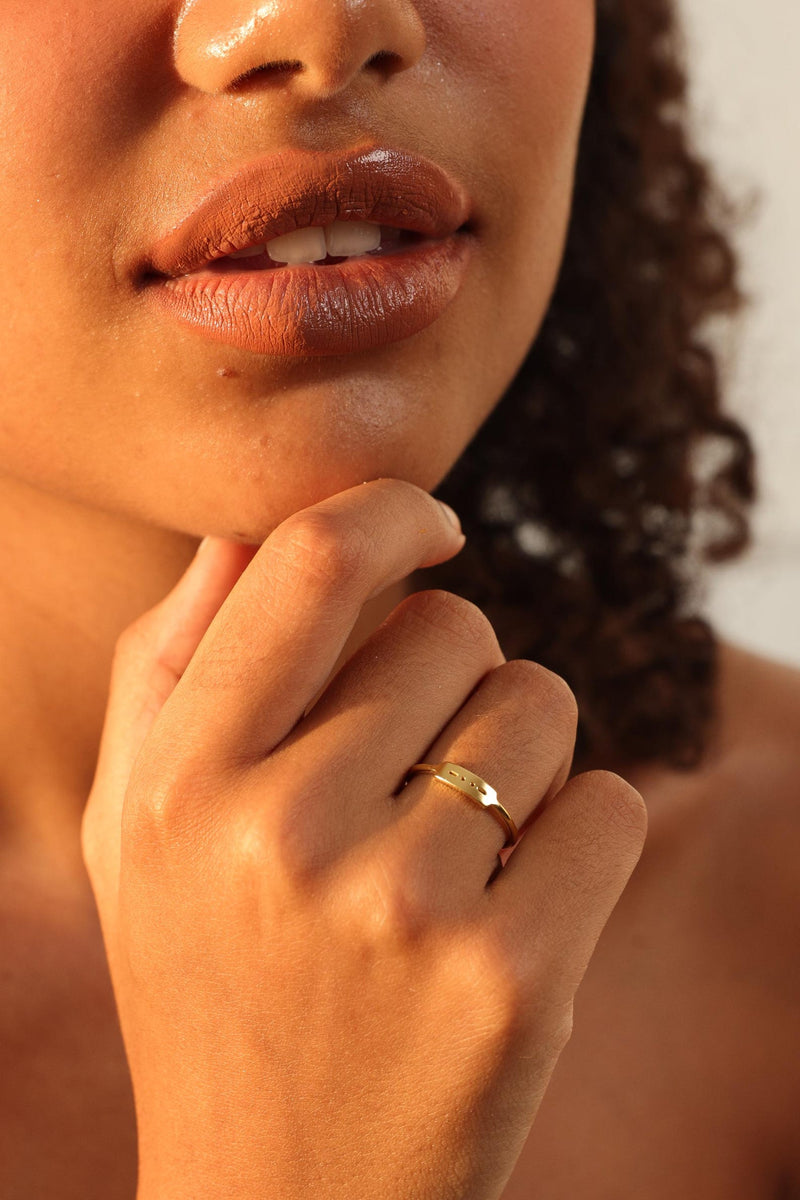 Custom Morse Code Curve Bar Ring