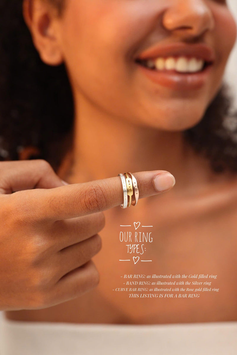 Custom Morse Code Curve Bar Ring