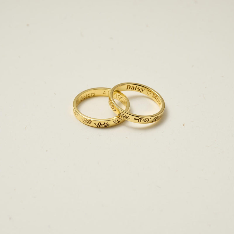 Custom Mini Birth Flower Ring