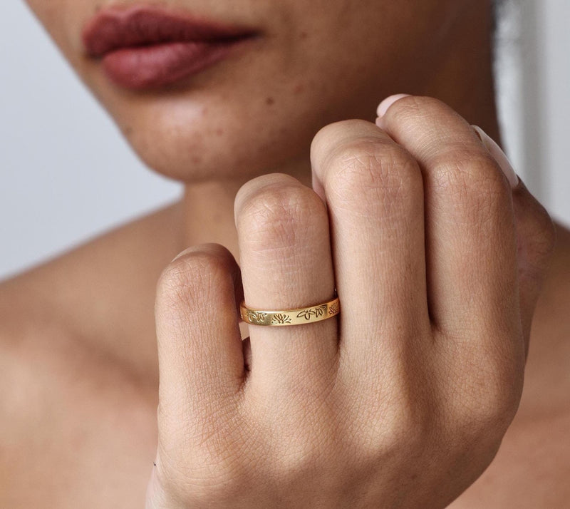 Custom Mini Birth Flower Ring