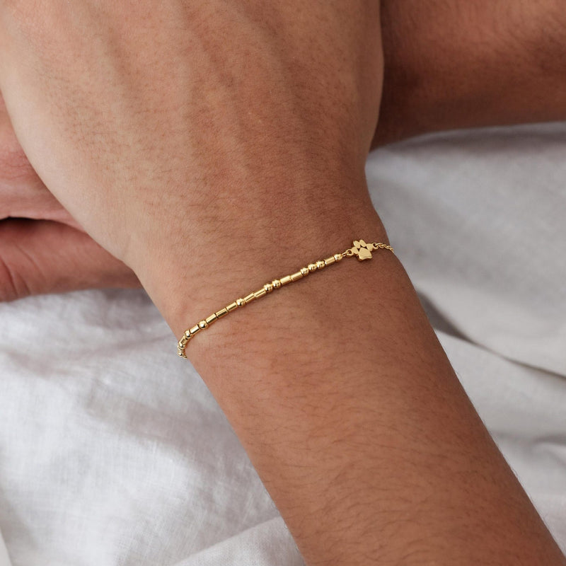 Personalized Morse Code Bracelet With Paw Charm