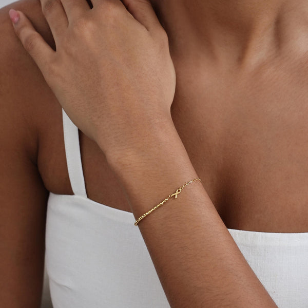 Dainty Morse Code Ribbon Charm Bracelet
