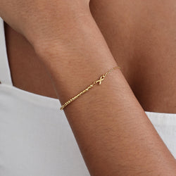 Dainty Morse Code Ribbon Charm Bracelet