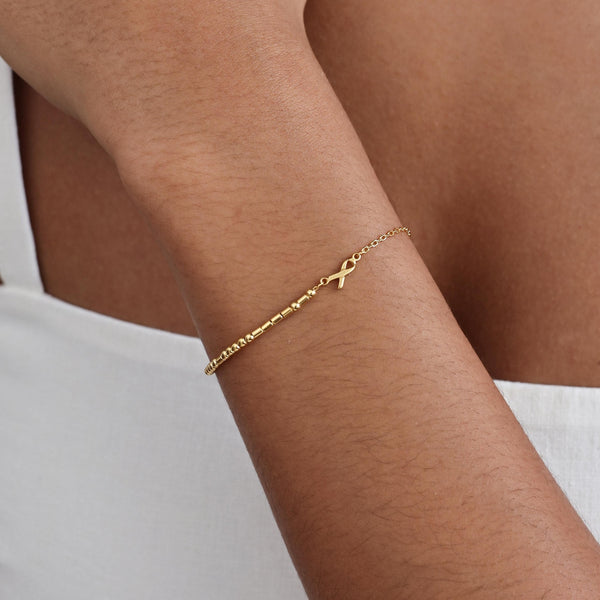 Dainty Morse Code Ribbon Charm Bracelet