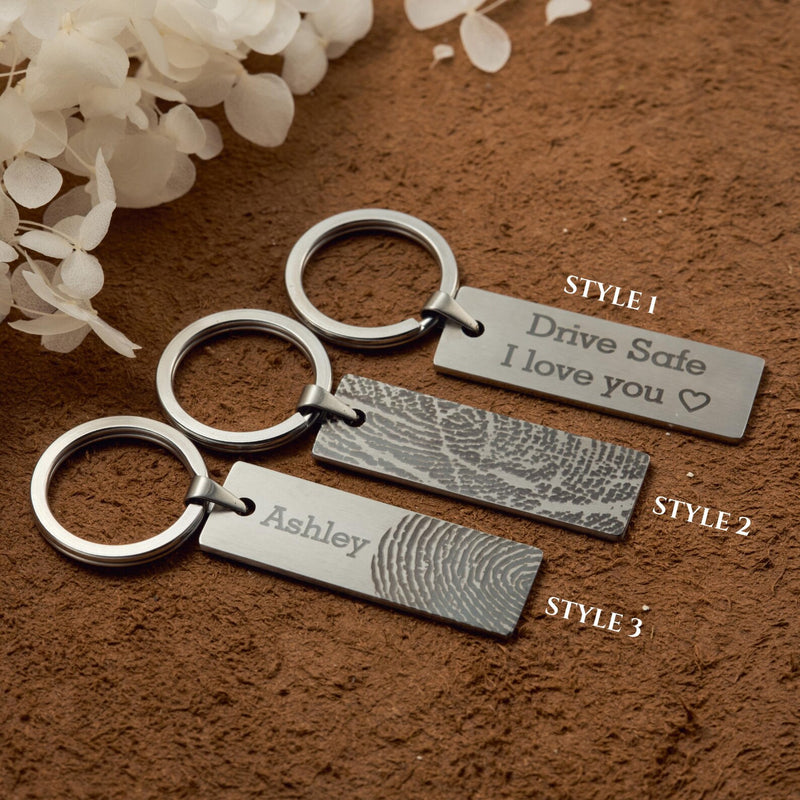 Actual Fingerprint Men's Keychain