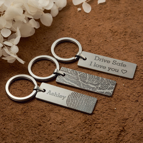 Actual Fingerprint Men's Keychain