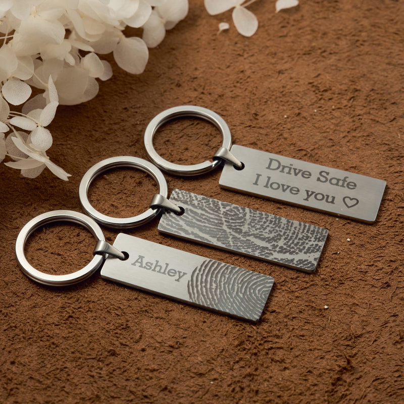 Actual Fingerprint Men's Keychain