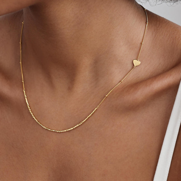 Custom Morse Code With Heart Charm Necklace