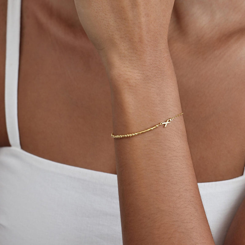 Dainty Morse Code Ribbon Charm Bracelet