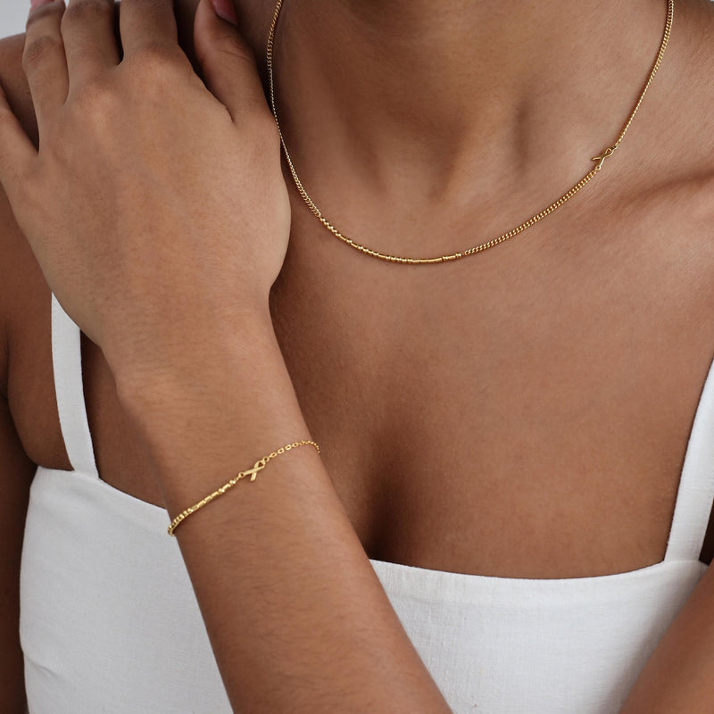 Dainty Morse Code Ribbon Charm Bracelet