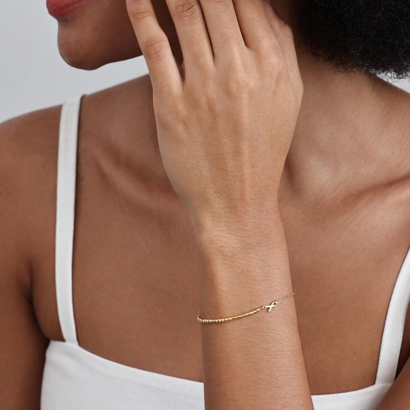 Dainty Morse Code Ribbon Charm Bracelet