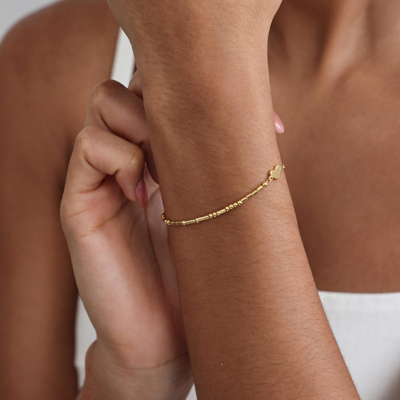 Dainty Morse Code Bracelet With Tiny Heart Charm