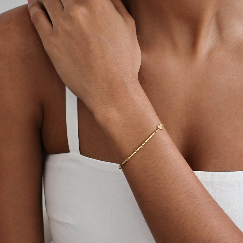 Dainty Morse Code Bracelet With Tiny Heart Charm