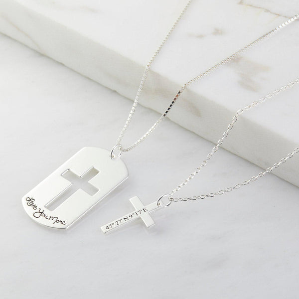 Personalized Couple Cross Necklace