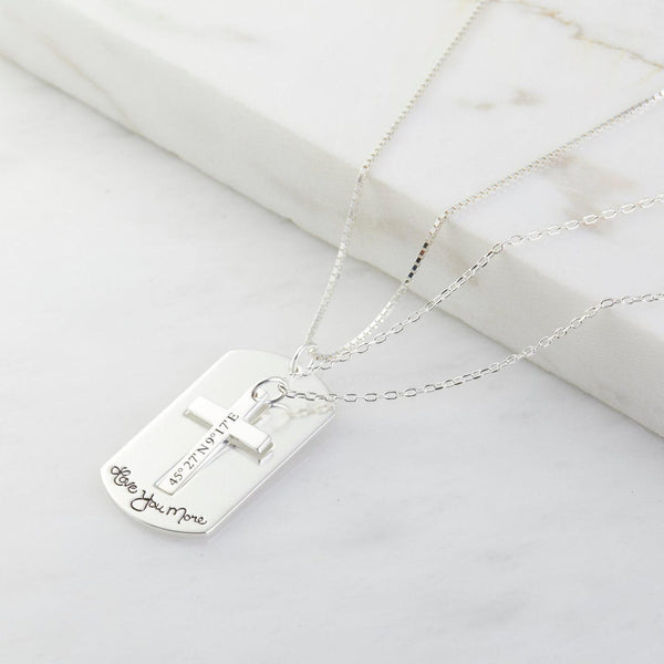 Personalized Couple Cross Necklace