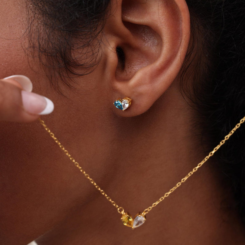 Personalized Heart Birthstones Earrings
