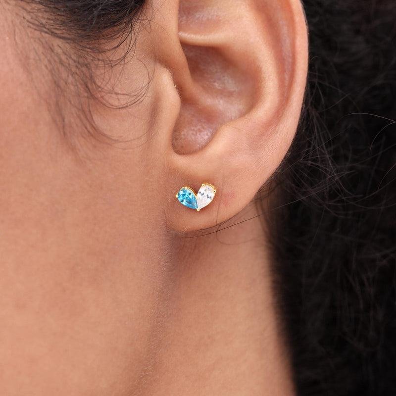 Personalized Heart Birthstones Earrings