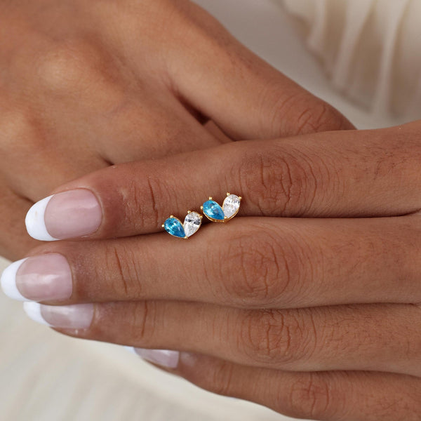 Personalized Heart Birthstones Earrings