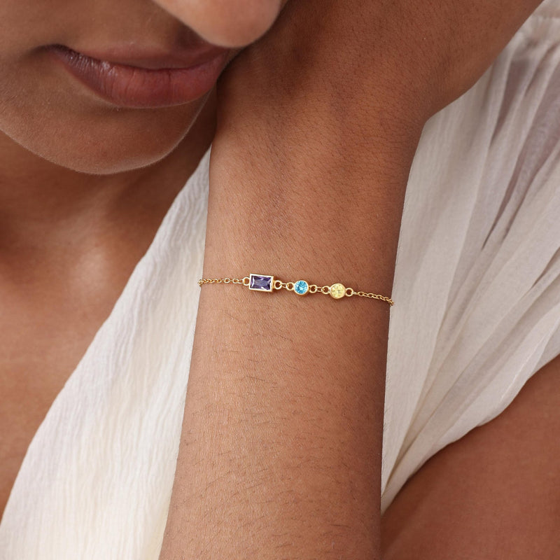 Morse Code Initial Rainbow Crystal Bracelet