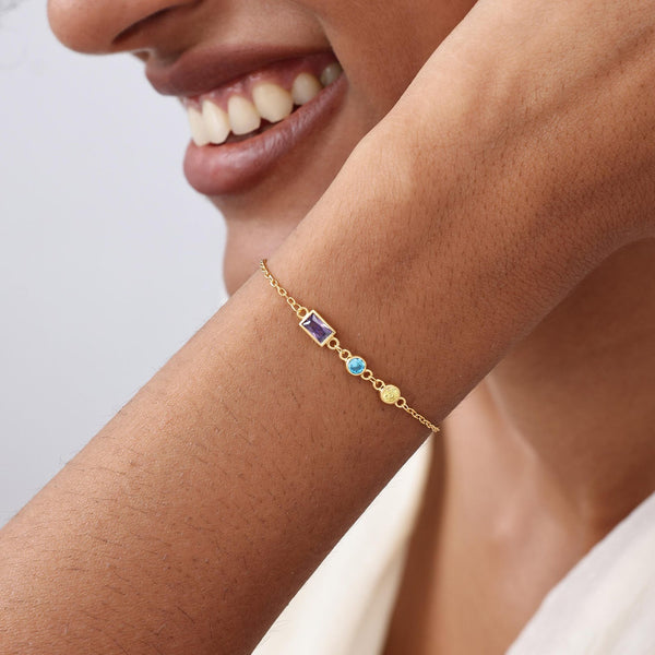 Morse Code Initial Rainbow Crystal Bracelet