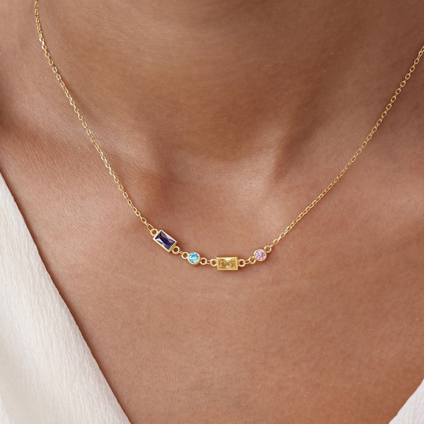 Birthstones Initial Morse Code Necklace