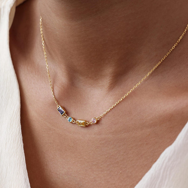 Birthstones Initial Morse Code Necklace