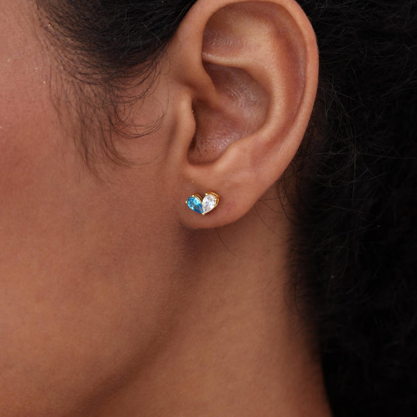 Personalized Heart Birthstones Earrings